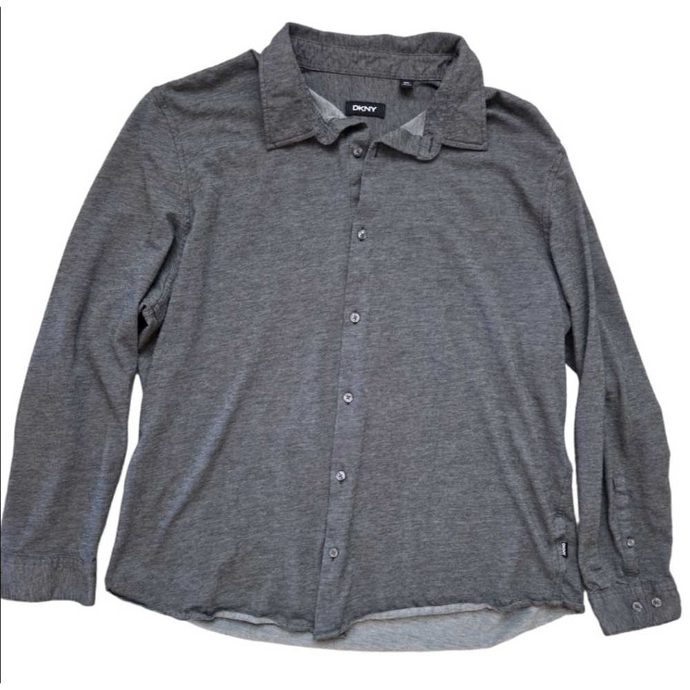 Men's DKNY Gray Casual Button Down Shirt XXL
